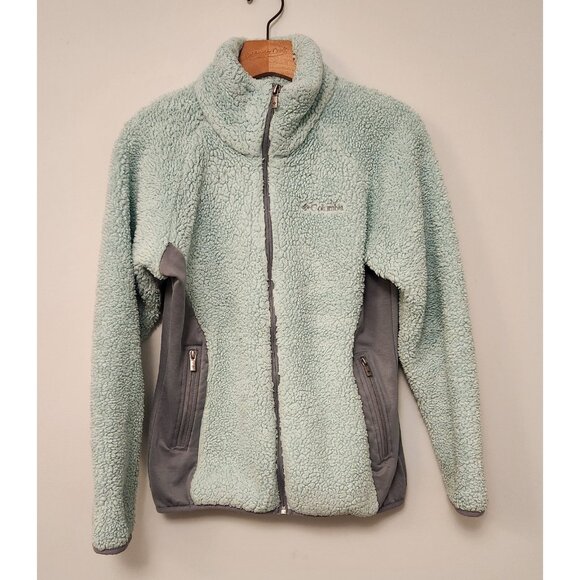 Columbia Jacket Womens Fast Beauty Plush Super Soft Zip Small Mint Green & Gray - Picture 2 of 13